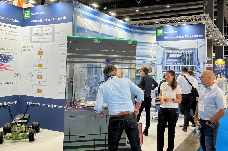 IP PowerSystems presents an automated electrolyte filling module at The Battery Show Europe in June 2022
